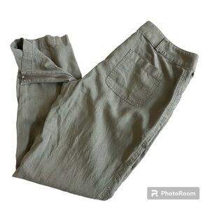 INC International Concepts Linen Pants Size 6 Green Tapered Leg Casual Zip Ankle